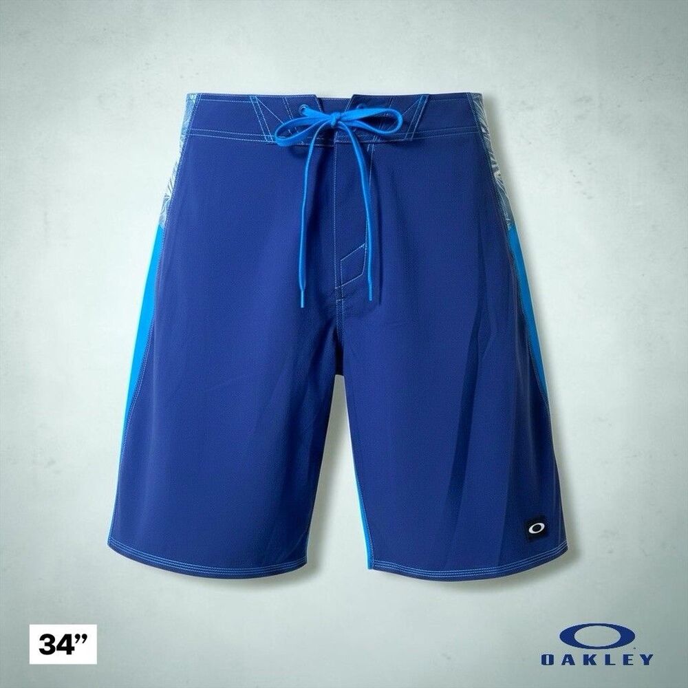 Oakley Board Shorts Mens 34 Blue Performance Fit Swim Shorts Moisture Wicking